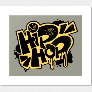 Street Hiphop Design with Graffiti Style Posters and Art